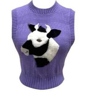 Vintage Hot Fudge Cow Motif Jumper Vest